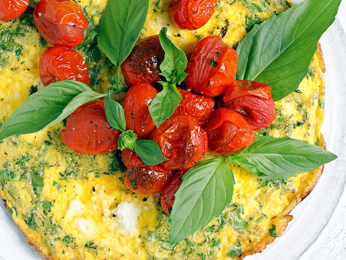 Herby tomato frittata, a gluten-free dish idea